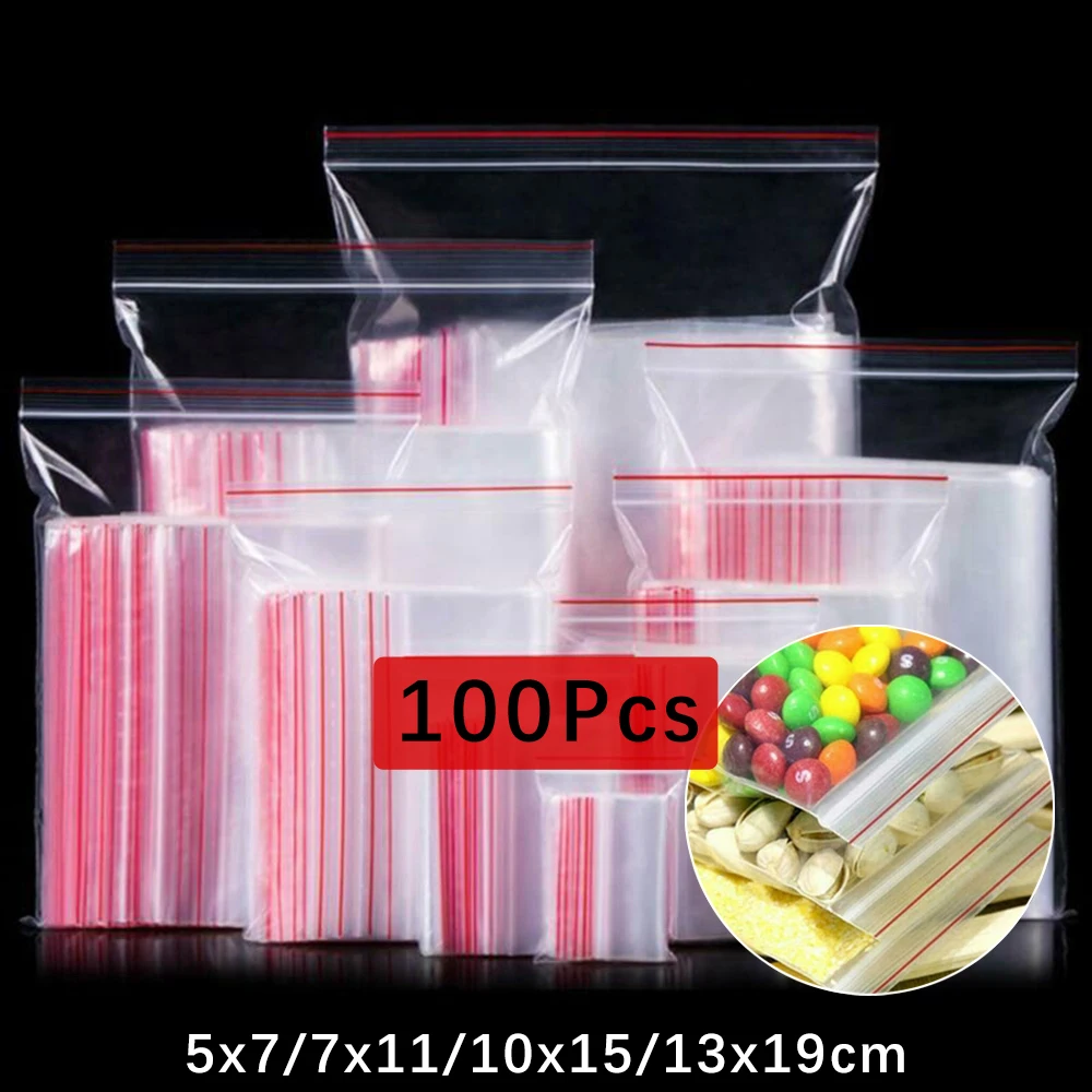 Opp Bag Sealed bag Grip Seal Clear Self 100Pcs Mini Zipper Package | Дом и сад