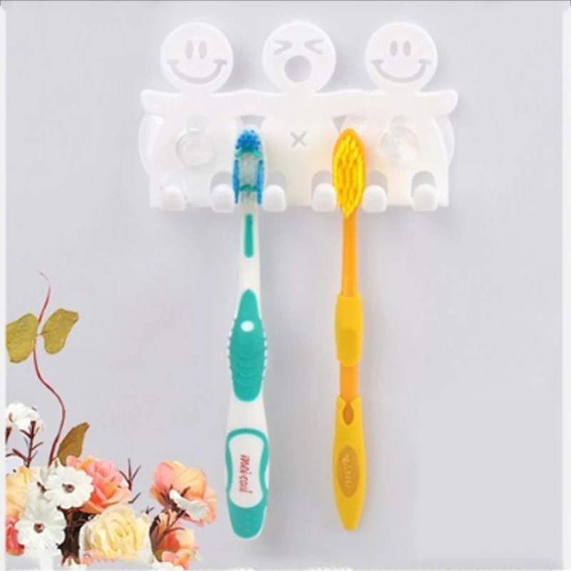 

Suction Cup Type Cartoon Toothbrush Holder Cute Smiley And Bear Plastic Toothbrush Hanging Suction Hooks Bathroom Accessories