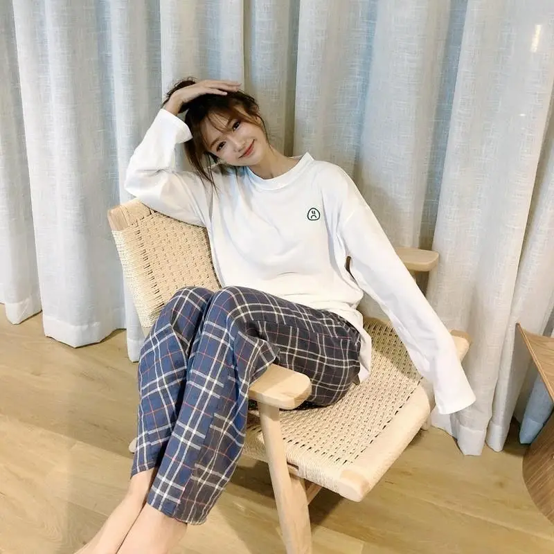 

Home Clothes for Women Plaid Pants Pajamas for Women Spring Pyjamas Women Two Piece Set Women Sleepwear Set for Sleep Room Wear