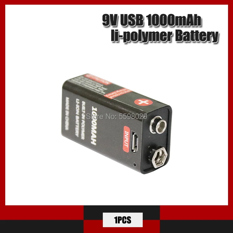 

1pcs 9V 1000mAh lithium ion battery 6F22 USB rechargeable battery detector toy rechargeable battery