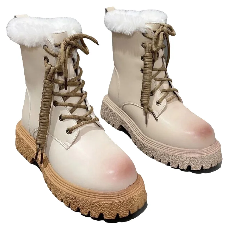 

BOOTS female short fleece-lined fluffy snow cotton boots in autumn and winter all-matching skinny surest shoes womans
