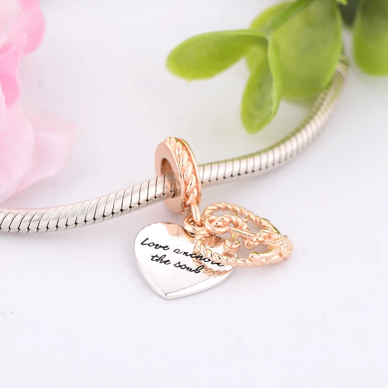 2020 Summer 925 Sterling Silver Rope Heart Love Dangle Beads Fits Original European Charm Bracelet DIY Jewelry Making berloque | Украшения