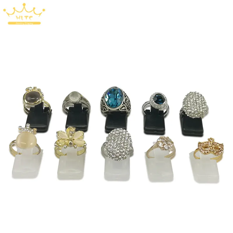 Black and Clear Кольцо шоу пластиковый Матовый держатель дисплея ювелирных изделий для кольца, украшения стенд 20 шт./лот - Цвет: Black and Clear