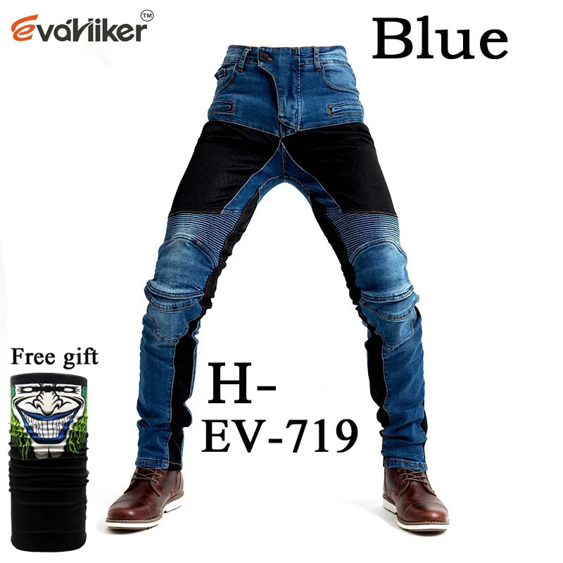 H-EV-719 Blue O Новые мотоциклетные брюки мужские мото джинсы Защитное снаряжение для езды на мотоцикле брюки для мотокросса мото брюки - Цвет: H-EV-719 Blue O
