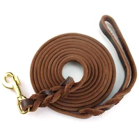 genuine leather dog leash dogs long leashes braided pet walking training leads brown black colors for medium large pet