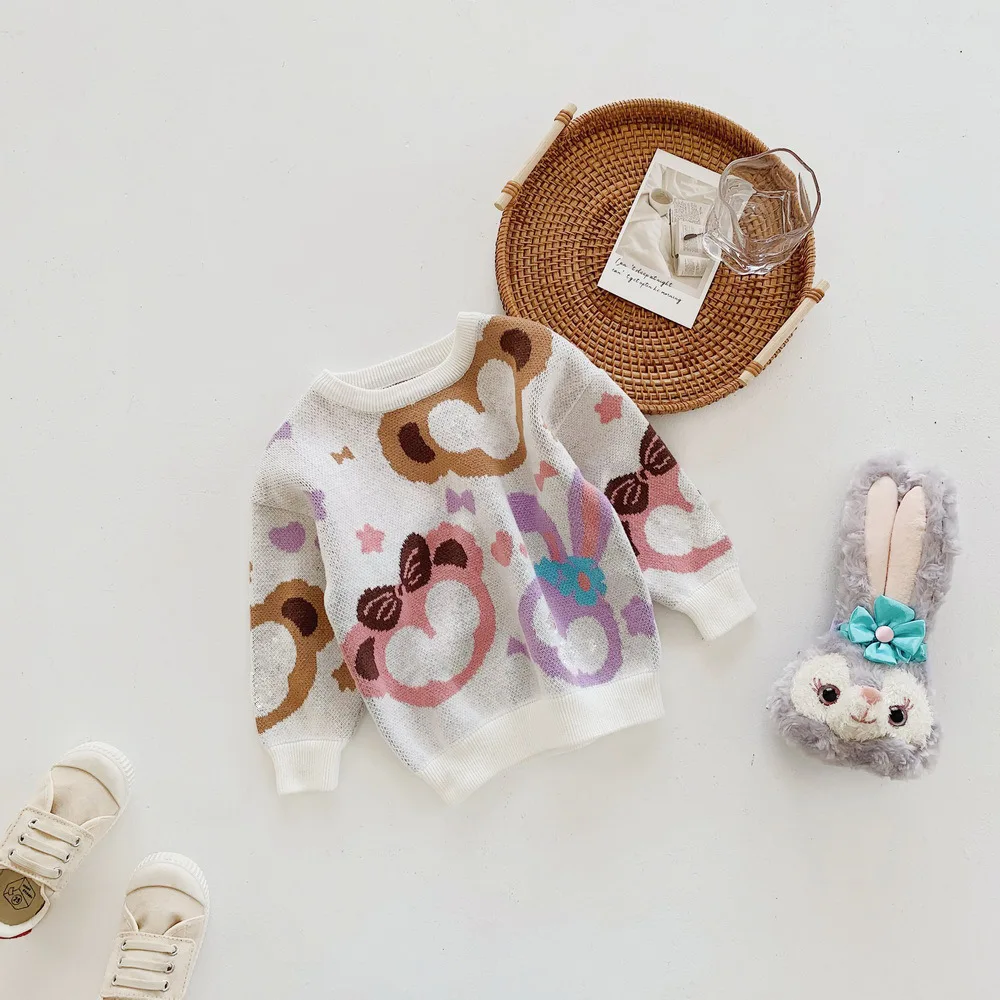 

Детский осенне-зимний Милый хлопковый пуловер с круглым вырезом