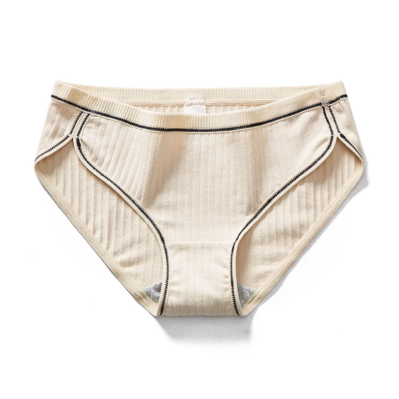 

Japanese Threaded Cotton Girl Underwear Sexy Breathable Cotton File Mid-waist Large Size Comfortable Ladies Briefs Cotton Thong