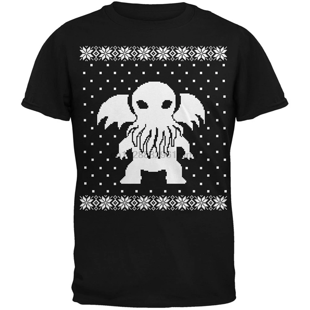 Летний Новый Рождественский свитер Big Cthulhu Ugly Lovecraft черная взрослая футболка топы