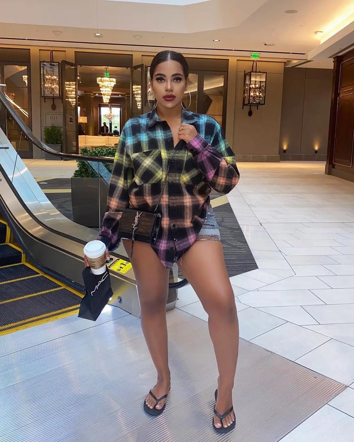 

2020 fall new European and American women's printed plaid shirt long sleeve top