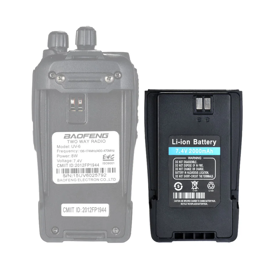 

2pcs Original BaoFeng BL-B 7.4V 2000mAh Li-ion Battery for Radio Walkie Talkie BaoFeng UV-6