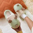 Женские зимние тапочки для пар, рождественские Мультяшные олени, лось, хлопковые тапочки, Симпатичные домашние плюшевые теплые толстые шлепанцы для девочек