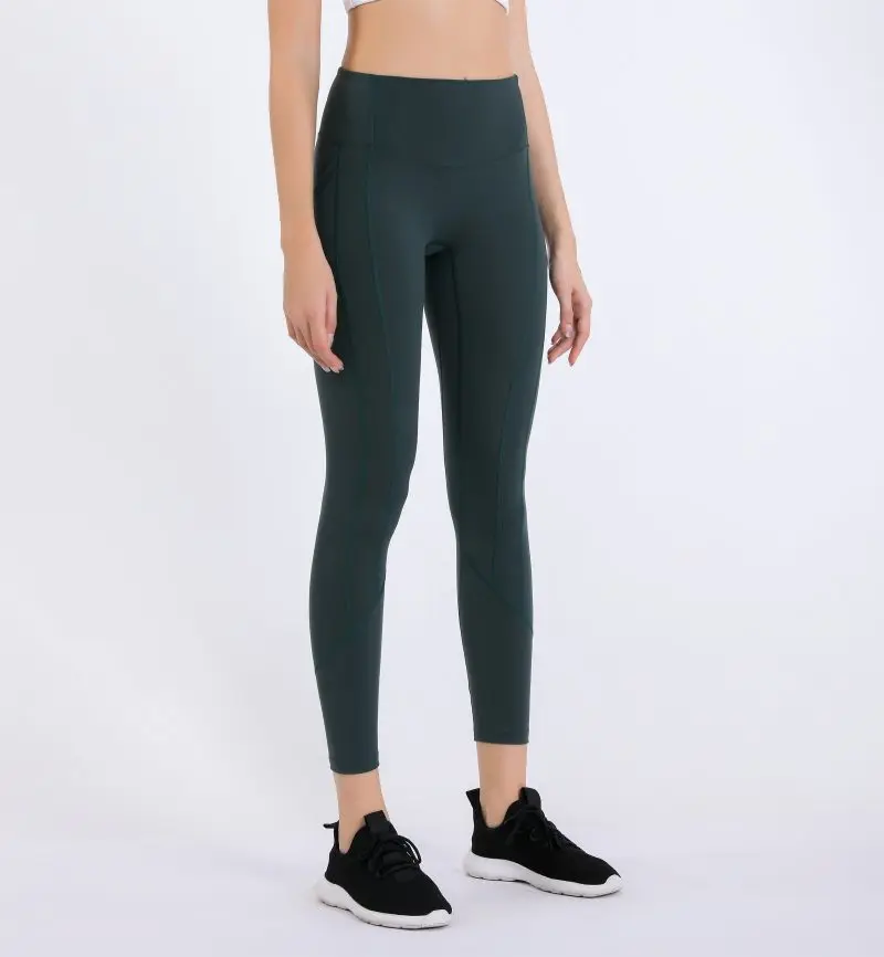 

Lulu- Pocket Solid Sport Pants High Waist Sport Leggings Fitness Women Leggings Training Running Sportswear 11