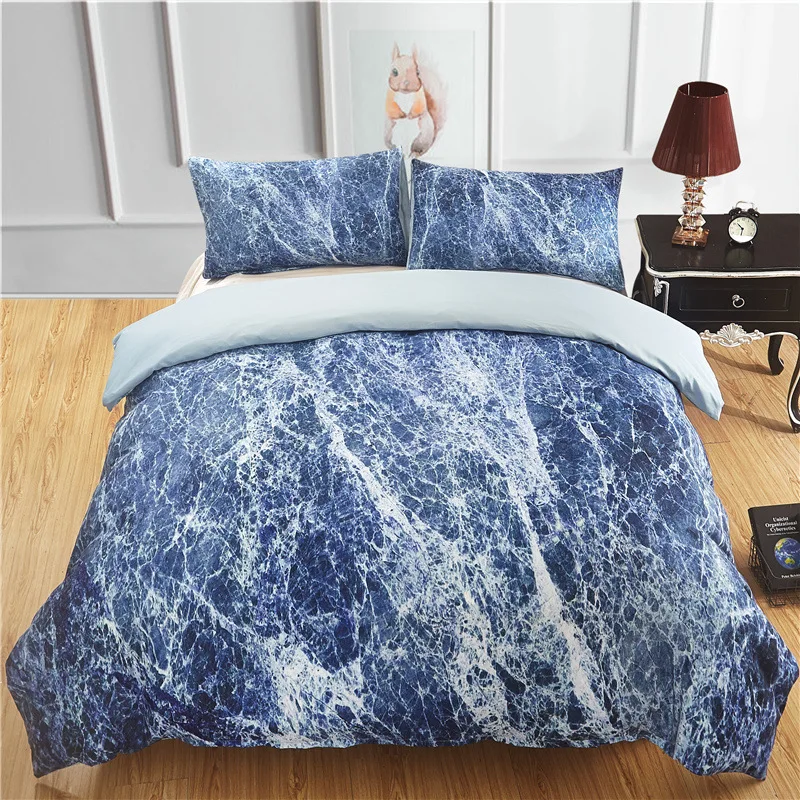 

WUJIE 2/3 PCS Marble Pattern Bedding Set Twin/Queen/King Comforter Set 100% Polyester Duvet Comforter Sets Home Decoration