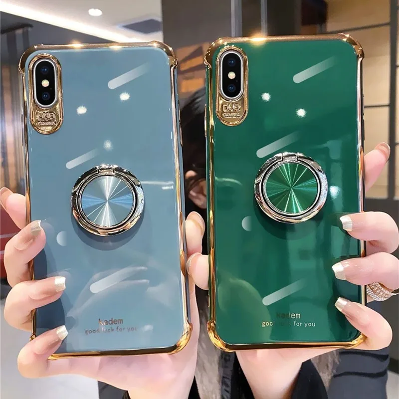 Fashion Ring Buckle Bracket Function Phone Cover Case For Iphone 14 X 11 12 13 Pro Xs Max Xr 10 8 7 Plus Se 2 Soft Coque Fundas