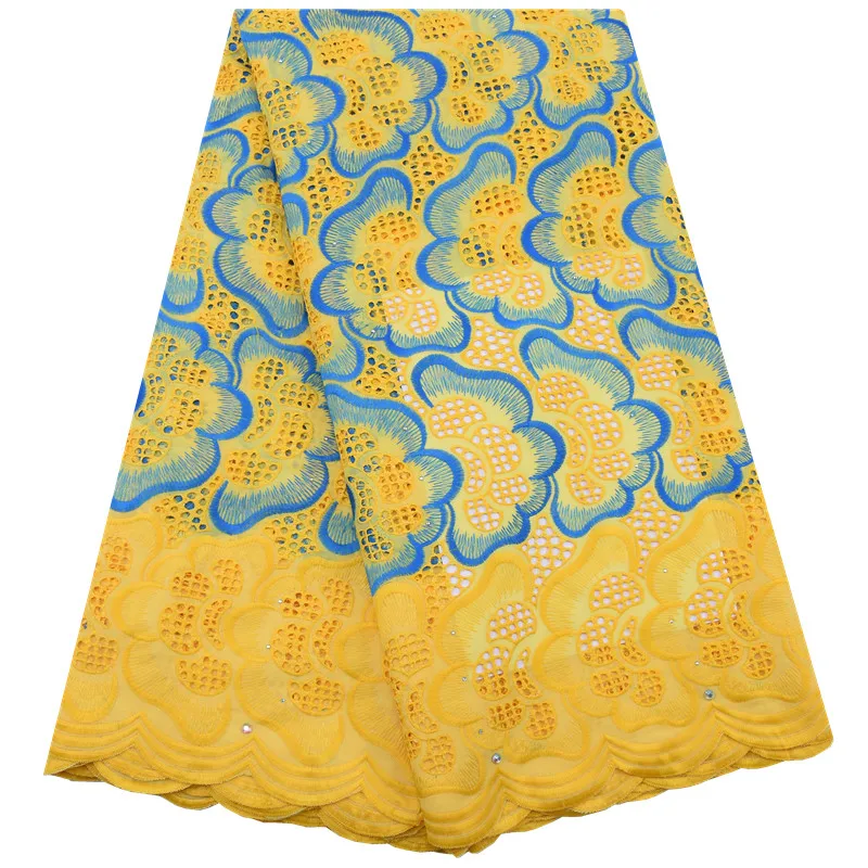 Kalume африканская сухая кружевная ткань желтая швейцарская хлопчатобумажная