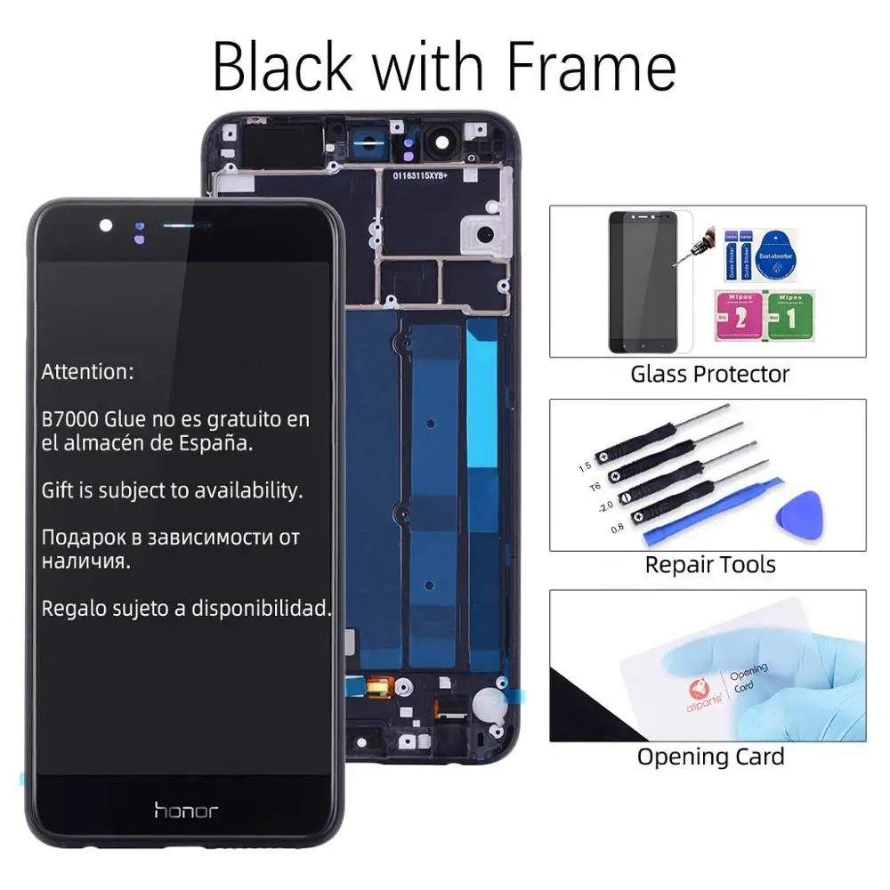 Дисплей для Honor 8 Ремонт сенсорного ЖК-экрана с рамкой 5,2 ''ЖК-дисплей для huawei Honor 8 дисплей FRD-L09 запасные части - Цвет: Black With Frame