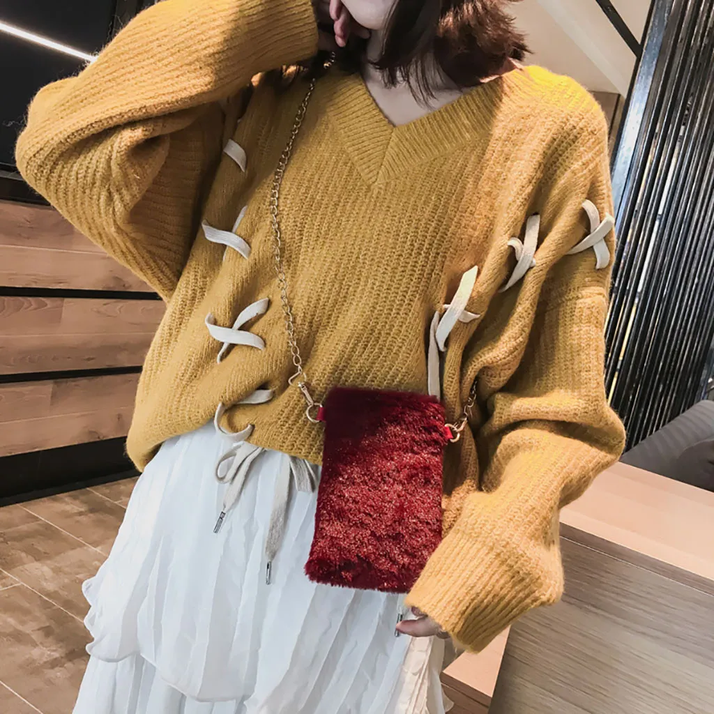 Женская сумка через плечо индивидуальная натуральная плюшевая мешок на цепочке