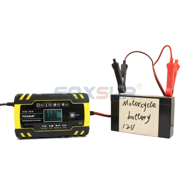 FOXSUR 12V 24V 8A Автоматическая умная Батарея Зарядное устройство 3 ступенчатый Смарт