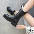 Женские кожаные ботинки, Осень-зима, 2021