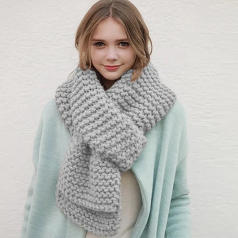 

Giyu Winter Knitted Warm Basic Solid Scarf Women Fashion Warm Thickness Sweety Korean Style Long Scarves Streetwear Sweety New