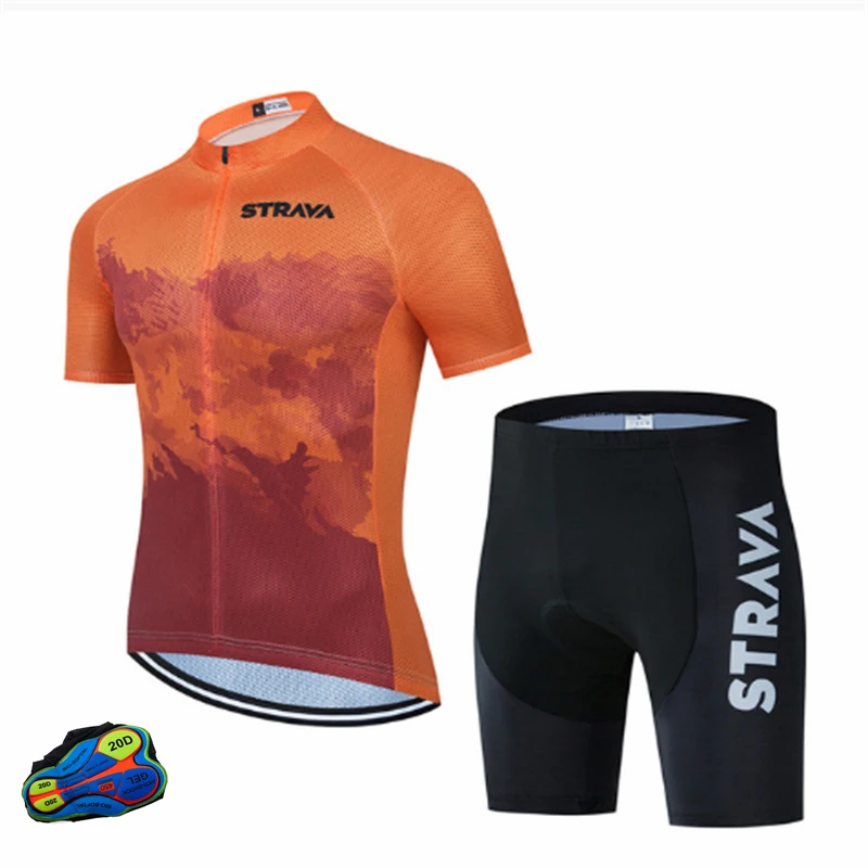

Strava MTB Bicycle Clothing Uniform Pro set Cycling Jersey Set Summer Men Bike Clothes Outdoor Sports Suit Quick Dry Breathable