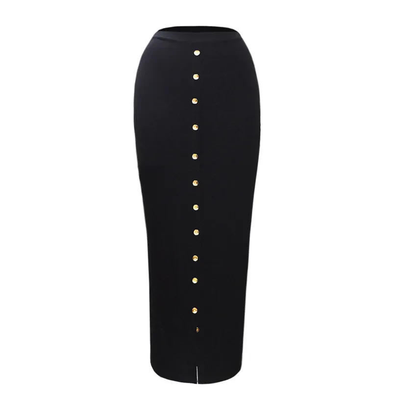 

VISNXGI Womens Knitted TheLong LinePencil Skirts Solid Ladies High Waist Streetwear Autumn Button Split Package Hip XXL Bottom