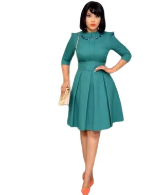 2019 autumn elegent fashion style african women polyester plus size o-neck knee-length dress M-XXL | Тематическая одежда и