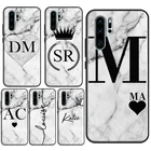 Персонализированный Чехол с мраморными инициалами и именем на заказ для Huawei P30 Lite P40 P20 Pro Mate 20 Lite Honor 50 9 8 X 10i P Smart Z Nova 5T