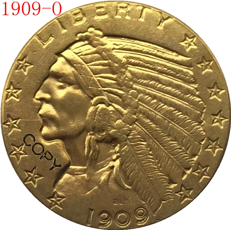 24-K gold plated 1909-O $5 GOLD Indian Half Eagle Coin Copy | Дом и сад