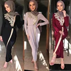 ИД мусульманское платье Арабская абайя Дубай, Турция Абая для женщин Турецкая платья хиджаб Исламская одежда Кафтан марокканский кафтан Халат