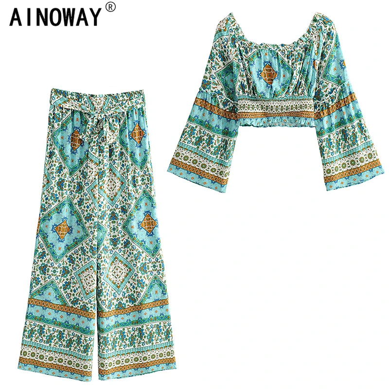 Комплект из двух предметов Женский винтажный шикарный хлопковый топ с открытыми