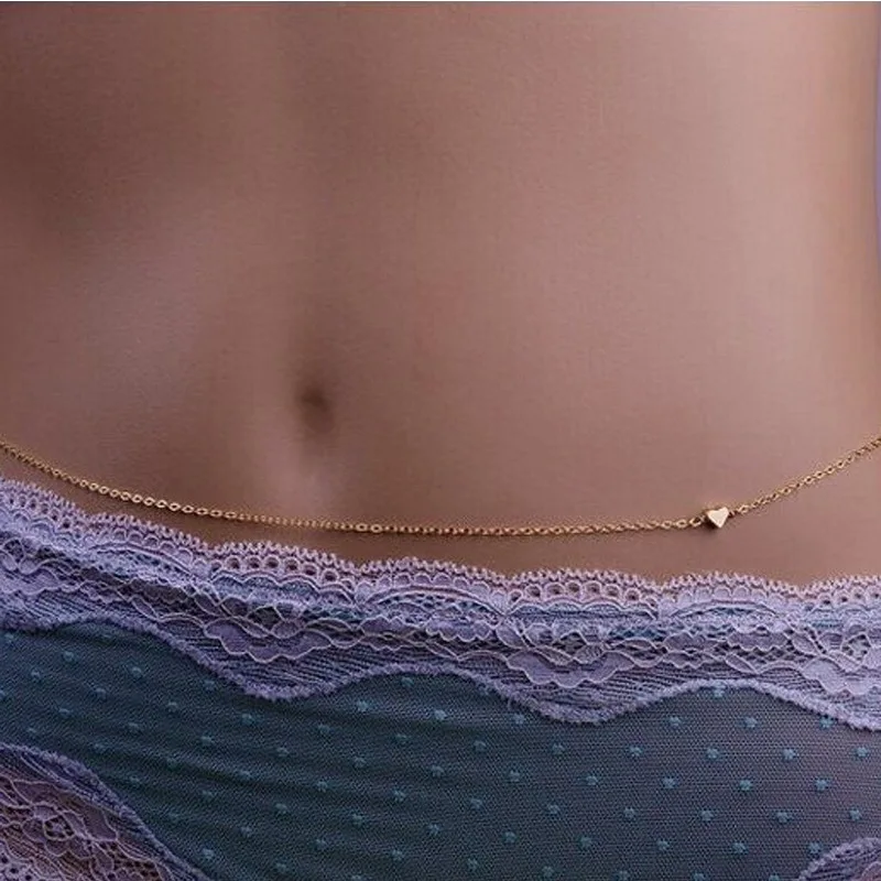

2021 New Fashion Sexy Beach Love Heart Belly Chain Body Chain Body Belly Waist Chain for Women Accessories