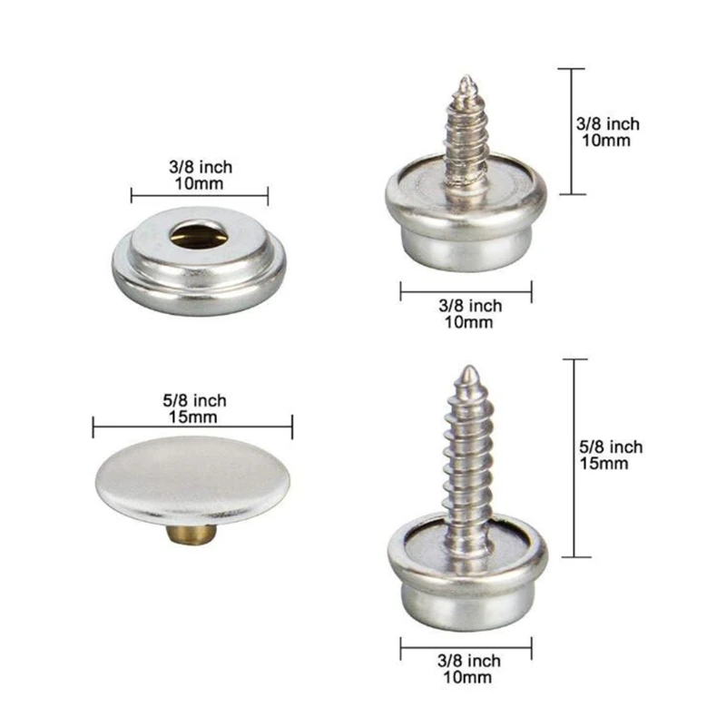 

60 Sets Snaps Button Fastener Screw Kit Stainless Steel Marine Grade Canvas and Boat Cover Snap Button with 2pcs Setting Tool