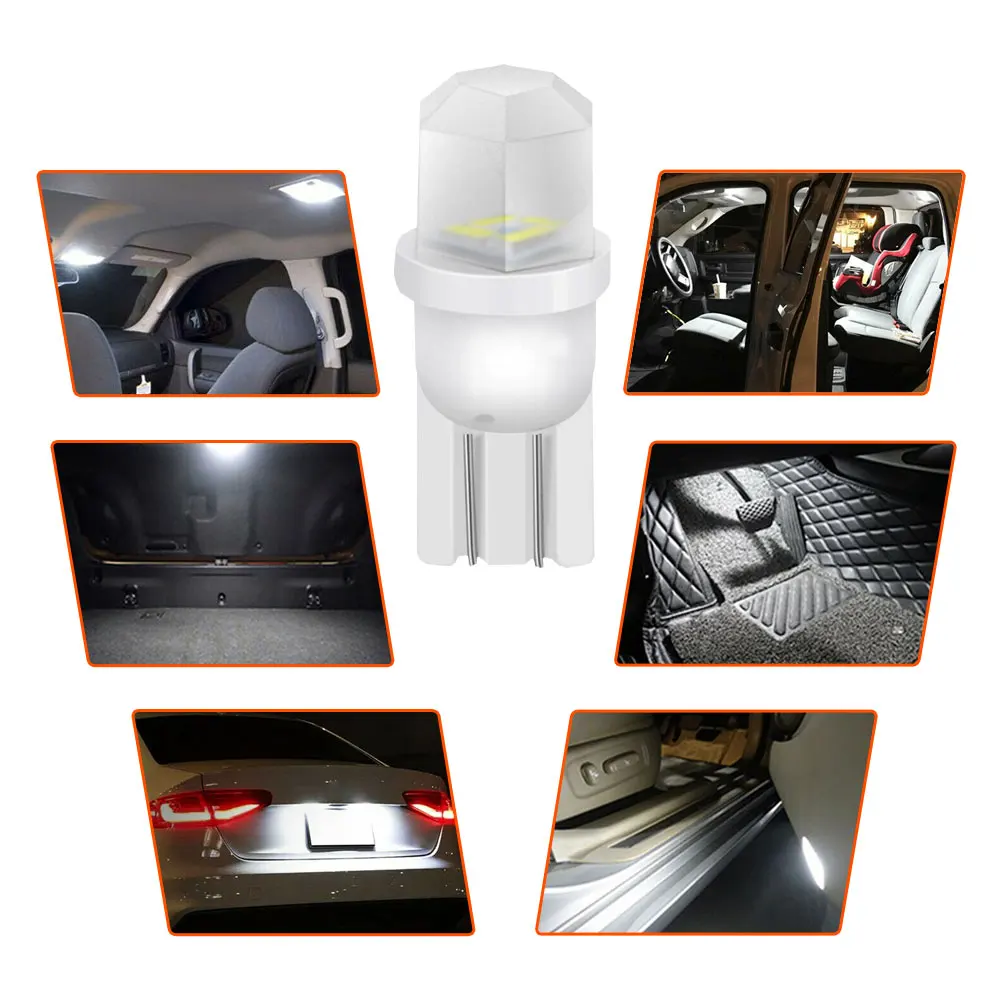 10 шт. керамическая Светодиодная лампа T10 W5W 194 светодиодный LED Canbus 4SMD 168