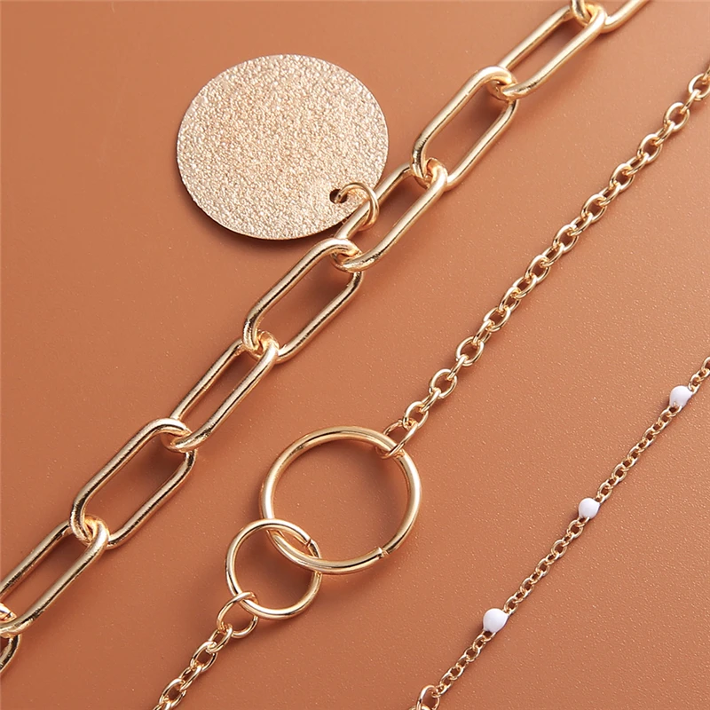

New Simple Creative Temperament Size Double Ring 3 Pieces Set Bracelet