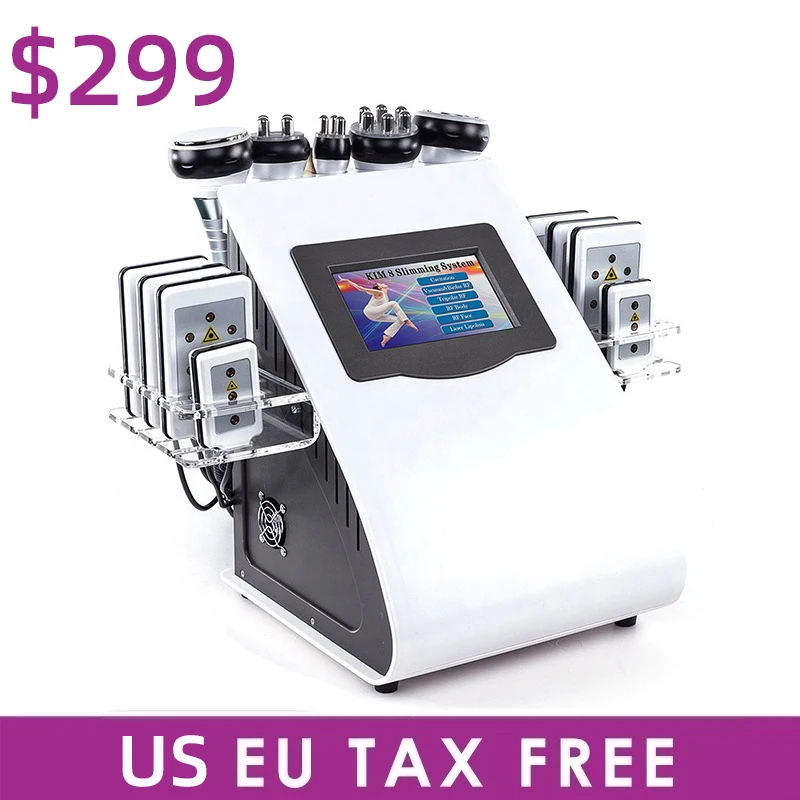 Professional 40K Ultrasonic 6 In 1 Cavitation Vacuum Radio Frequency 8 Pads Lipo Laser Slimming Machine Face Lifting Skincare | Красота и
