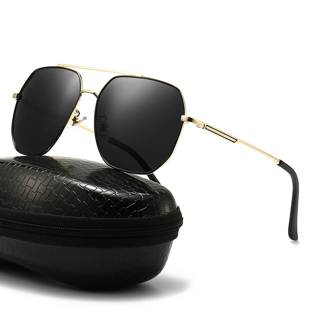 

Classic Men HD Polarized Sun Glasses Metal Polygon Black Pilot Sunglasses Luxury Brand Designer Male Retro Eyeglasses For Women