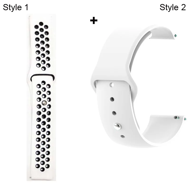 White Black-White Ремешок для Xiaomi Amazfit Pace Stratos GTR 47 мм для huawei GT 2 46 мм Honor Magic Dream ремешок для samsung gear S3 Galaxy 46 мм - Цвет: White Black-White