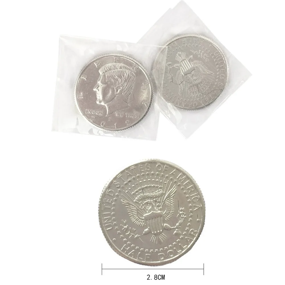 Magic Coins & Paper Money Bite Restored Illusion Coin For Magic Show Bitten Coin Half Dollar Magician Coin Dropshipping images - 6