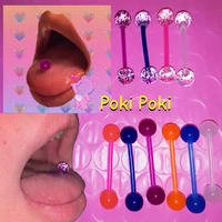 y2k accessories acrylic night glow shiny tongue rings for women pink egirl aesthetic punk 2000s fashion body piercing party gift