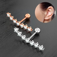 1pc zircon stud earrings cartilage piercing set tragus stainless steel earings conch helix for women fashion body jewelry 16g
