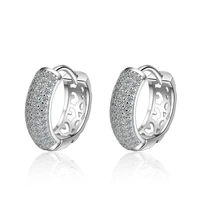new fashion silver plated round double row zircon earrings charm womens earrings wedding jewelry party womens pendant