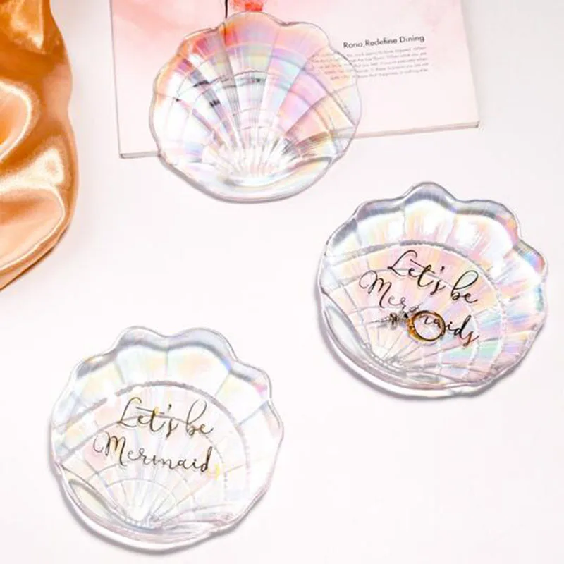 Креативная тарелка в форме стеклянной раковины закуска Русалочка десертная