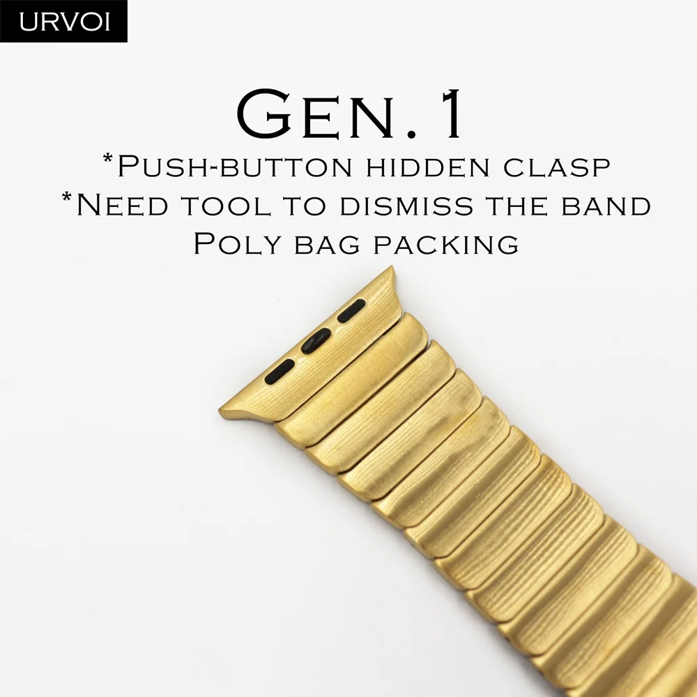 Gold Gen.1st URVOI ремешок для apple watch 4 5 3 2 1 соединяющий ремешок браслета для iWatch 42 44 мм высокого качества из нержавеющей стали регулируемый ремешок Gen.6th - Цвет ремешка: Gold Gen.1st