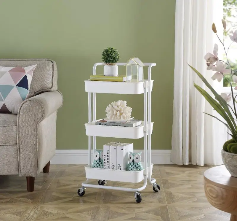 From France 3 Layer Gap Kitchen Storage Rack Slim Slide Tower Movable Assemble Plastic Bathroom Shelf Wheels Organizer HWC | Дом и сад