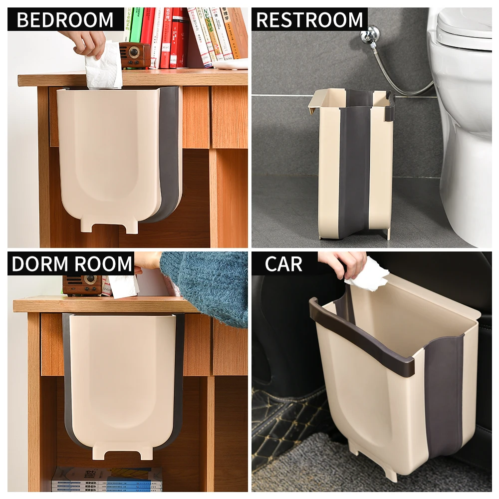 hanging trash can wall mounted folding kitchen cabinet door hanging waste bin poubelle de cuisine for kitchen bedroom rest room free global shipping