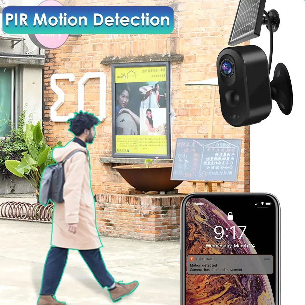 Солярная 4G IP-камера 3 Мп Видеонаблюдение на открытом воздухе Домашняя безопасность Google Home Аккумуляторная камера Alexa Tuya Черно-белая.