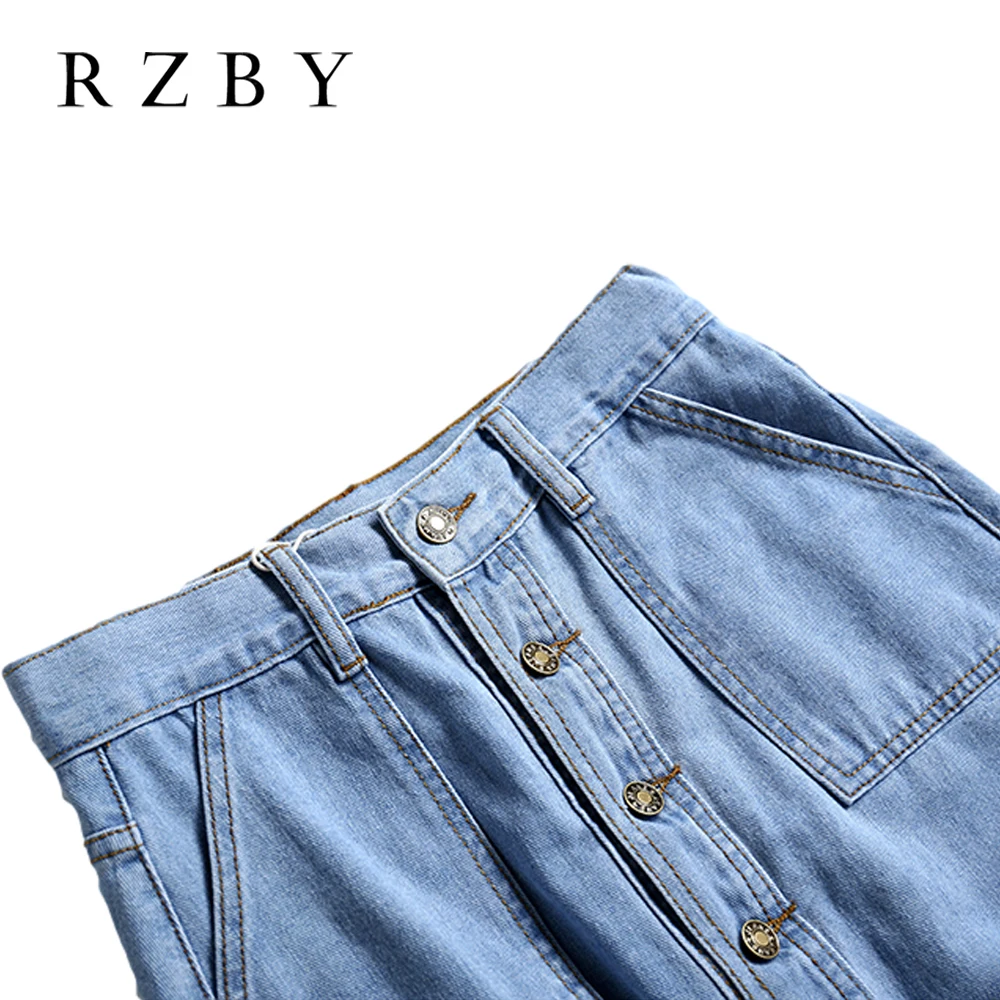 Женская джинсовая юбка с высокой талией прямая однобортная винтажная Юбка До