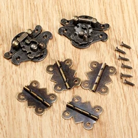 6pcsset antique bronze jewelry wooden box case toggle hasp latch withcabinet hinges furniture accessories iron vintage hardware