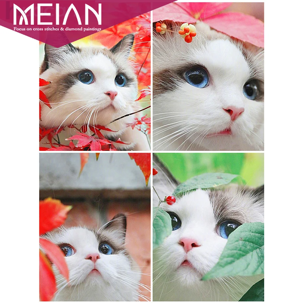 Meian животное полностью квадратная Алмазная картина вышивка Картина ручная